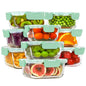 HOMBERKING Glass Food Storage Containers with Lids, [18 Piece] Glass Meal Prep Containers, Airtight Lunch Bento Boxes, BPA-Free & Leak Proof (9 lids & 9 Containers) - Blue - color: Light Blue