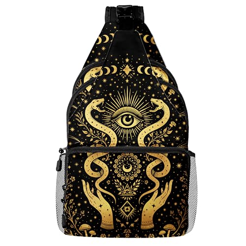 Gothic Hippie Style Crossbody Sling Bag Men Women, Casual Shoulder Backpack, Chest Daypack Satchel for Hiking Travel - color: Color 20