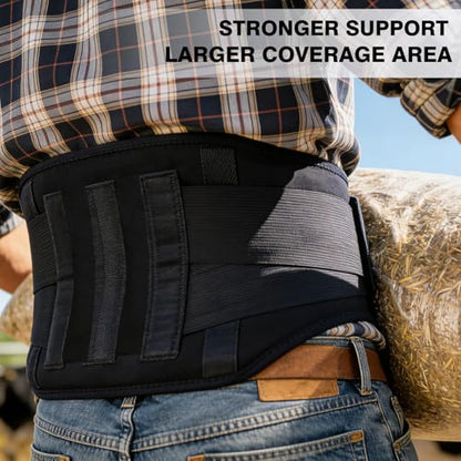 Back Brace for Lower Back Pain Relief, Wide Lumbar Support Belt for Men & Women, 5 Removable Metal Stays, Herniated Disc, Sciatica, Work & Lifting, Breathable Back Support (Large 39"-44.9") - size: Large