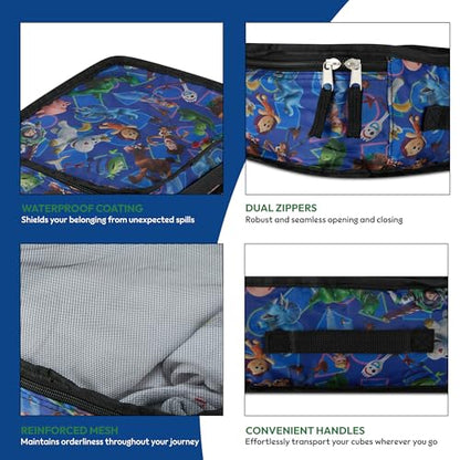 Disney Minnie Mickey Stitch Packing Cubes - Winnie the Pooh, Princess Cinderella, Cars, Toy Story 5 Piece Packing Cubes Compression - Travel Essential - Luggage Suitcase Organizer Set - color: Blue