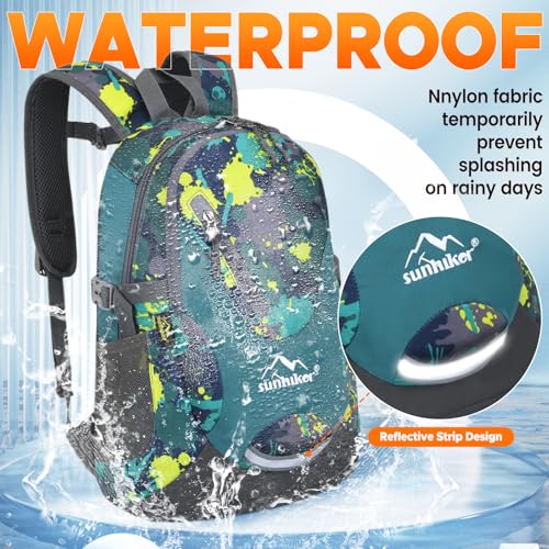 sunhiker Small Hiking Backpack Women Men 20L Lightweight Travel Backpack Daypack Casual Backpack For Cycling Outdoor Camping - color: Green Camo