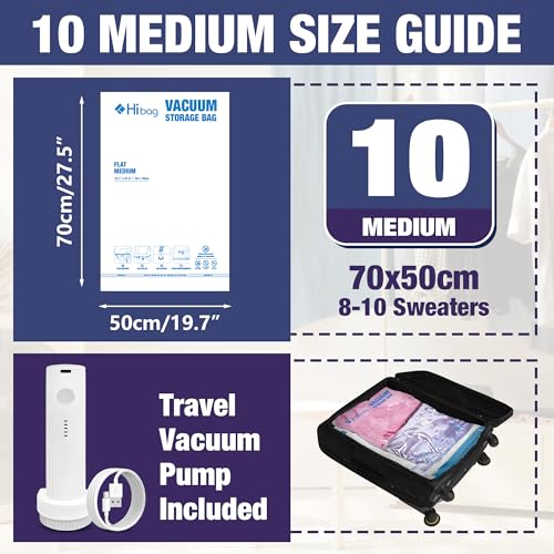 Travel Vacuum Bags with Electric Pump, Vacuum Travel Bags for Luggage and Suitcase, Clothes Clothing, Medium 10 Pack - size: Medium