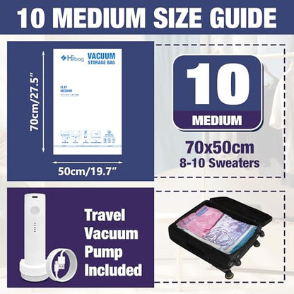 Travel Vacuum Bags with Electric Pump, Vacuum Travel Bags for Luggage and Suitcase, Clothes Clothing, Medium 10 Pack - size: Medium