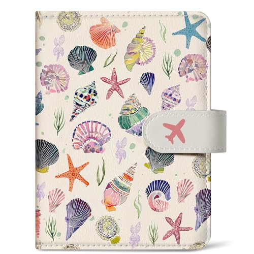 Passport Holder for Travel Essentials, RFID Blocking Leather Cover Wallet with Magnetic Closure, Aesthetic & Cute Passport Book Case for Women and Men - Seashell - color: Y.Seashell