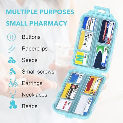 Blue 189-Label Pill Organizer - Travel Medicine Case with Compact Pill Box & Labels (1 Pack) - color: Straw Blue, size: Standard