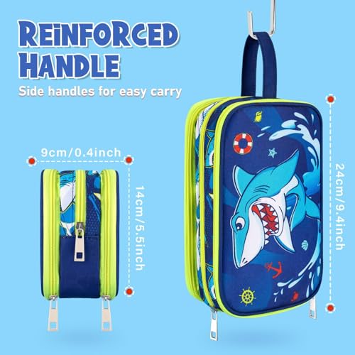 Shark Toiletry Bag - Kids Toiletry Bag for Boys Christmas Birthday Gift Camping Travel Toiletry Case Toiletries Makeup Cosmetic Pouch Pink Water-resistant Wash Bag Dopp Kit with Mesh Pocket - style: Shark a