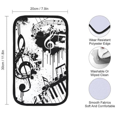 Universal Car Armrest Cover Abstract Music Note Piano, Soft Comfort Cushion for Auto Center Console, Handrail Box Mat, Fit for Most Cars - color: Picture (61)