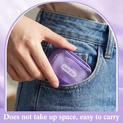 Kigley 4 Pcs Hair Tie Container Small Portable Travel Cotton Swab Holder Dispenser with Lid Plastic Box Storage Containers for Small Items, 3.94 x 2.76 Inch (Purple) - color: Purple