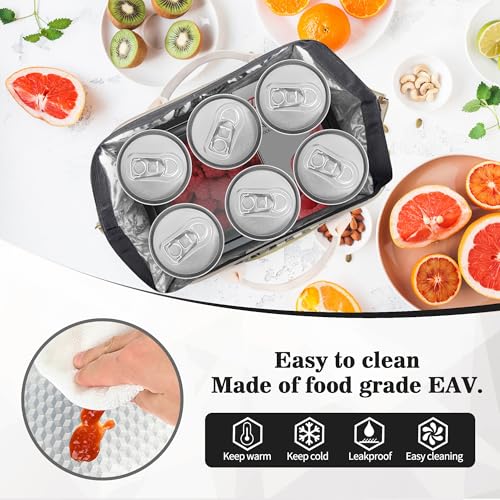 LOKASS Insulated Lunch Bag Women- Reusable 10 L Lunch Box for Women - Leakproof Tote Cooler Bag for Adults Work, Beach, Travel, Picnic （Black&White Diamond Grid） - color: Black Check