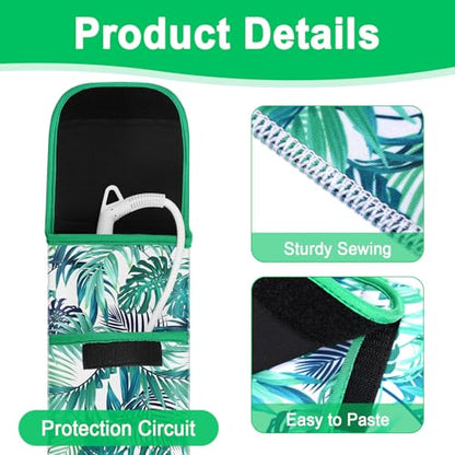Shappy 2 Pcs Heat Resistant Hair Tools Bag Curling Iron Travel Case Cover Neoprene Flat Iron Holder Travel Case and Silicone Mat Pouch for Hot Hair Tools Storage Organizer(Frond Style) - style: Frond Style