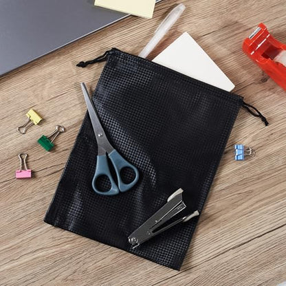 PALTERWEAR Tech-Weave PU-Coated Drawstring Bags (Set of 5) Water-Resistant, Directional-Stretch Travel Organizers for Toiletries, Tech Gear, Hobby - Durable, Wipe-Clean (Black 3D, 8 x 11 In) - size: 8 x 11 In