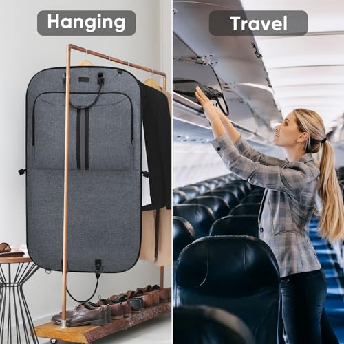 BALEINE Travel Garment Bag, Travel Suit Bag for Men, Water Resistant Carry on Garment Bag for Hanging Clothes, Garment Duffel Bag for Travel Business (Grey) - color: Grey