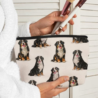 Bernese Mountain Dog Makeup Bag, Bernese Mountain Lovers Gifts Cosmetic Bag for Women, Dog Mom Lovers Owner Gifts for Women Christmas, Pet Lover Gift Zipper Travel Makeup Pouch for Purse - color: bernese mountain