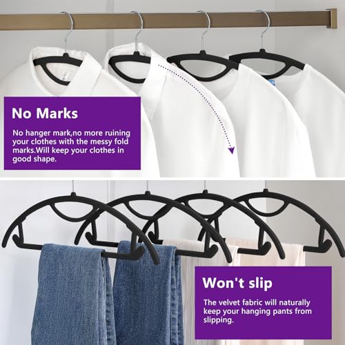 MIZGI Premium Velvet Hangers 50-Pack,No Shoulder Bump Hangers W/Tie Bar Ultra Thin Space Saving Non Slip Hanger Heavy Duty Felt Rounded Clothes Hanger for Sweaters,Coat,Jackets,Pants,Shirts - color: Black/Silver Hook, size: 50 Pack