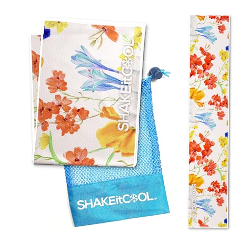 SHAKEitCOOL Original Cooling Towel – Be Cool in Style - Heat Relief, Soft, Lightweight, Sun Protection, Easy Clean - Perfect for Biking, Running, Yoga, Gym, Gardening - Flower - color: Flower