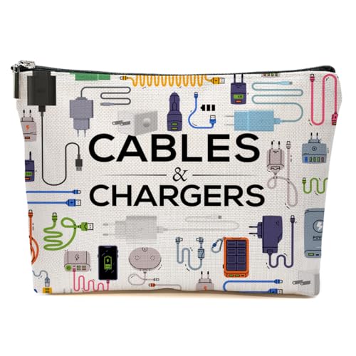 JIUWEIHU Charger Makeup Bag, Charging Cord Electronics Accessories Themed Cables Cosmetic Bags Travel Organizer Bag Zipper Pouch, Birthday Ideal Gifts for Women Friend Colleague Sister Mom - color: Multicolor 0068