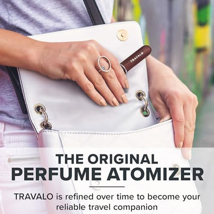 Travalo Classic HD Perfume Atomizer - Leak-Proof and TSA Approved for Air Travel - Reusable, Airtight, Easy-Fill Mini Pump Sprayer - Lightweight, Elegant Design w/Volume Window - Brown 0.17oz - color: Brown