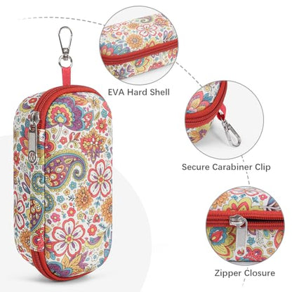 Bukere Double Eyeglasses Case with Adjustable Slots, EVA Hard-shell Travel Dual Glasses Sunglasses Organizer for Men Women - color: White Floral