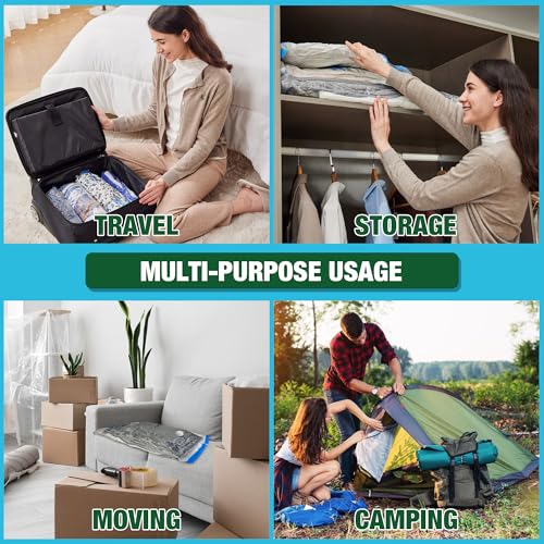 HIBAG Vacuum Storage Bags, 10 Space Saver Bags, Polyethylene (PE), Jumbo & Large Sizes, Zipper Closure, Vacuum Sealed, Ideal for Clothing & Bedding - size: 5 Jumbo 5 Large