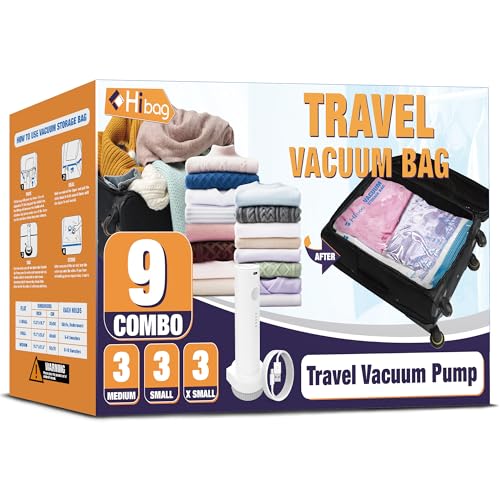 Travel Vacuum Bags with Electric Pump, Vacuum Travel Bags for Luggage and Suitcase, Combo 9 Pack - size: 9-combo