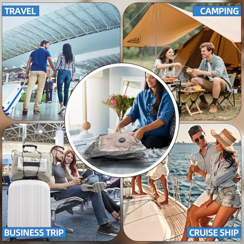 15 Pack Travel Vacuum Bags for Clothing with Rechargeable Electric Pump，Travel Vaccine Sealed Storage Bag for Clothes Suitcase