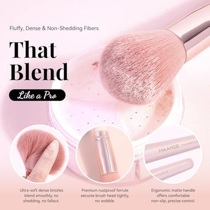 MAANGE 30 Pcs Professional Makeup Brush Set with Travel Case – Kabuki, Foundation, Powder, Blush,Blending& Eyeshadow Brushes, Labeled for Gift-Ready Box,PinkGold - color: PinkGold