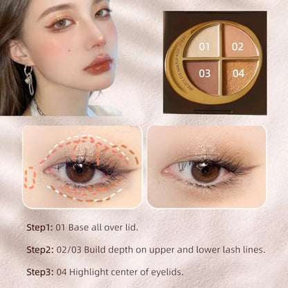 4-in-1 Glow Palette: Highlighter, Contour, Matte Eyeshadow & Bronzer for Cheeks & Eyes | Glow Wardrobe & Makeup Palette | Versatile Face & Eye Cosmetics