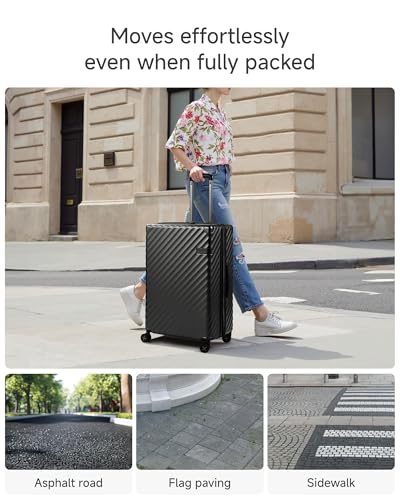 LUGGEX Luggage with Spinner Wheels, Polycarbonate Expandable Hard Shell Suitcase, 2 Piece Set, Charcoal Metallic - color: Charcoal Metallic, size: 2-Piece Set(20/28)