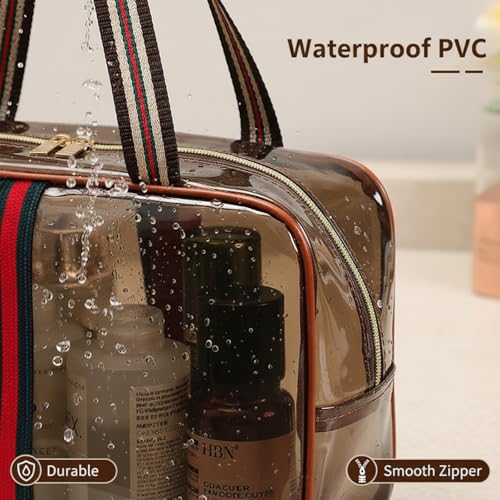 ANIS·KEBBR Retro Clear Makeup Bag, Waterproof Large Zipper Toiletry Organizer for Travel - size: L