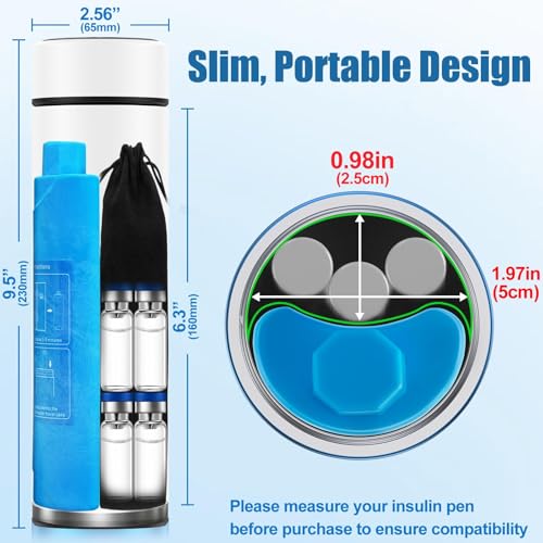 60H Insulin Cooler Travel Case TSA Approved, Portable Medication Cooler for 2-3 Insulin Pens or Vials, Double-Layer Vacuum Insulated Diabetic Travel Case with Reusable Ice Packs (White) - color: Pearl White