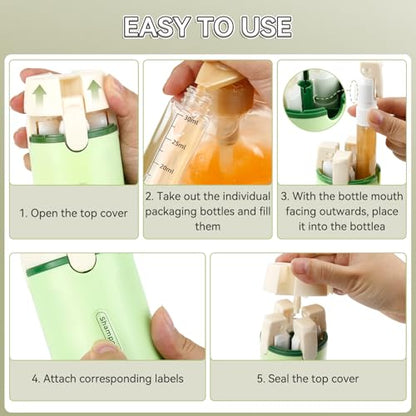 4 in 1 Travel Dispenser Bottle, 30ML/Pack Squeeze Bottles, Portable Refillable Containers for Toiletries/Shampoo/Conditioner/Shower Gel (Green) - color: Green