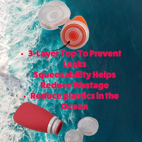 Travel Bottles for Toiletries, TSA Approved 3oz (90ml) Leak Proof Silicone Soft Refillable Squeeze Travel Size Containers BPA Free for Air Travel, Shampoo, Conditioner Patriotic (Red-White-Blue) - color: Red-Navy Blue-White
