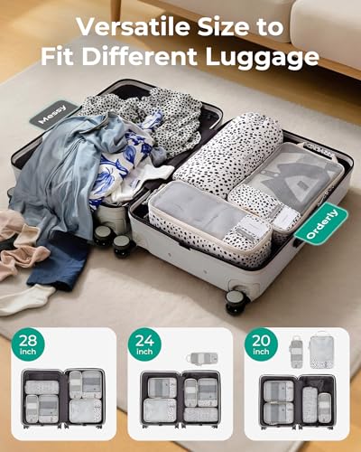 BAGSMART 6 Set /4 Set/2 Set Compression Packing Cubes for Travel, Lightweight Luggage Organizer Bags, Durable Space Saver Bags Travel Essentials - color: Seaside Dots, size: Set of 6