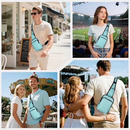 VADOO Sling Bag, Crossbody Bag with Zipper Lock, RFID Blocking & Water Resistant for Men and Women - color: Light Blue