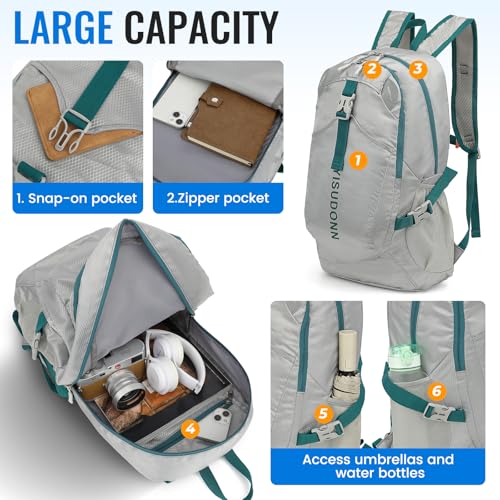 Hiking Backpack, 30L Lightweight Camping Water Resistant Large Hiking Bag Outdoor Travel Daypack for Men Wome - color: Grey