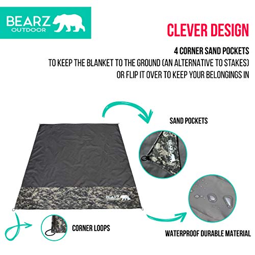 Pocket Blanket - Beach Blanket Waterproof Sandproof, Picnic Blankets Waterproof Foldable, Lightweight & Compact for Hiking, Camping, Travel, Festival Accessories - color: Digital Camouflage