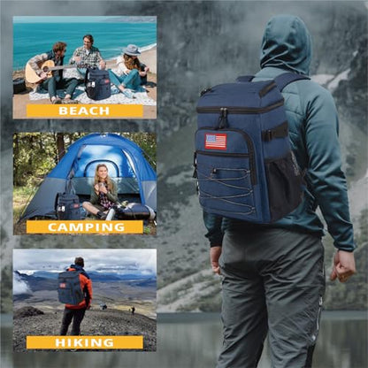 25L Backpack Cooler Keep All Drink Cold for Long Periods of Time Cooler Backpack Insulated Waterproof Portable High Durability Small Cooler Backpack with Compartment for Hiking Camping Beach - color: Blue