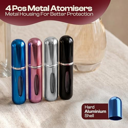 5ml Travel Perfume Bottle Refillable Atomizer Sprayer for Perfume,Leakproof Perfume Atomizer Travel, Portable Refillable Perfume Bottles, (Blue, Black, Pink, Silver) - color: Blue, Black, Pink, Silver