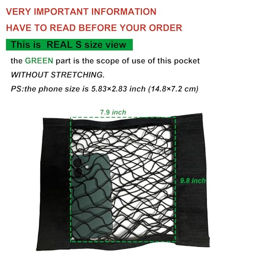 2pcs Cargo Net Car Storage Net - Stretchable Mesh Pocket Net Magic Tape Universal Mesh Car Accessories Interior Organizer (S) - size: S-11.8 x 9.8Inch(30 x25cm)