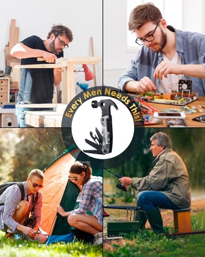 Fathers Day Dad Gifts from Daughter Son Wife, 13-in-1 Hammer Multitool, Cool Camping Accessories & Survival Tools, Unique Birthday Present Ideas Gifts for Men, Husband, Grandpa, Step Dad, Him - style: DAD GIFTS