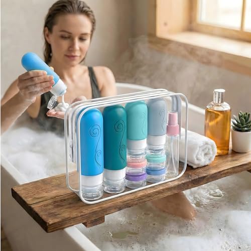 vodvob 16 Pack Travel Bottles Set for Toiletries, TSA Approved Travel Containers Leak Proof Silicone Squeezable Travel Accessories 2oz 3oz for Shampoo Conditioner Lotion Body Wash (BPA Free) (blue) - color: blue