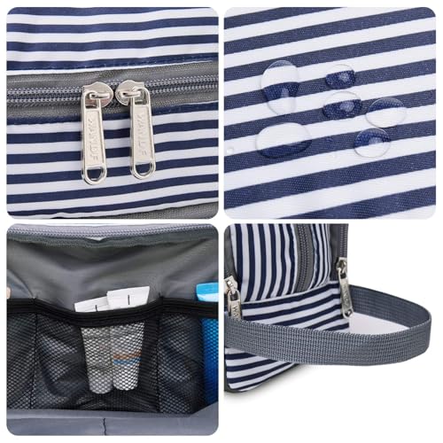 Toiletry Bag for Men Hanging Dopp Kit Water Resistant Shaving Bag Small Toiletry Bag for Traveling (Blue Stripe) - color: Blue Stripe