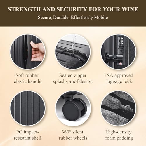 12-Bottle Wine Suitcase for Airplanes | TSA-Approved Checked Luggage | Durable PC Hard Shell & Shockproof Foam | Maximum Protection Travel Case for Airline Transport