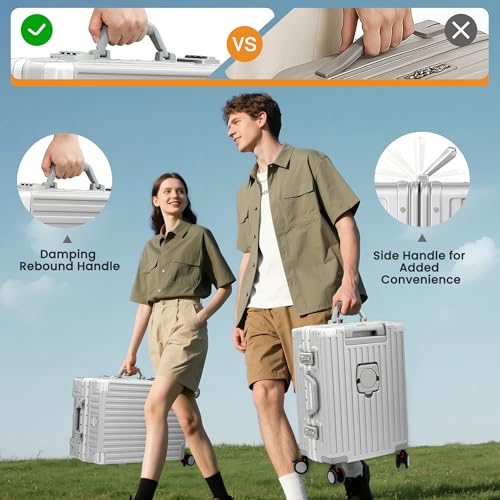 VentureVault 26 Inch Checked Luggage with Spinner Wheels, No Zipper Aluminum Frame Hard Shell Suitcases with TSA Lock, PC+ABS Lightweight Large Suitcase for Travel (Silver) - color: Silvery, size: 26inch