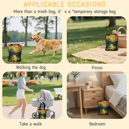 Lake in Mountains Car Garbage Bag, Small Car Trash Bag Hanging,Drawstring Car Garbage Bag with Adjustable Buckle for Car Back Seat,SUVs,Camping,Road Trips - color: Lake in Mountains