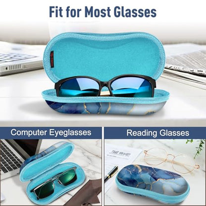 FINTIE Sunglasses Case, Hard EVA Shell Shockproof Sport Glasses Case with Metal Carabiner Travel Zipper Eyeglasses Holder - color: Z-ocean Marble