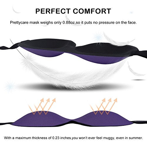 PrettyCare 3D Sleep Mask 2 Pack, Eye Mask for Side Sleeper - 3D Contoured Sleeping Mask Block Out Light for Men Women- No Eye Pressuer Night Masks with Ear Plugs & Travel Bag (Black＆Purple) - color: Black＆purple