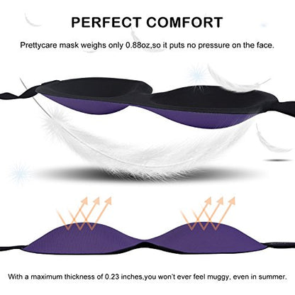 PrettyCare 3D Sleep Mask 2 Pack, Eye Mask for Side Sleeper - 3D Contoured Sleeping Mask Block Out Light for Men Women- No Eye Pressuer Night Masks with Ear Plugs & Travel Bag (Black＆Purple) - color: Black＆purple