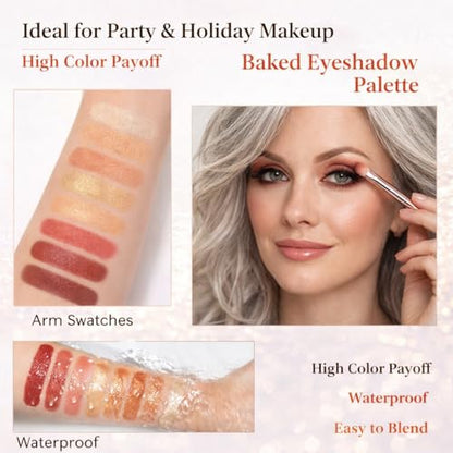 K'APEINE Rosy Glow Makeup Palette, 10 Colors All-in-One Baked Face & Eye Kit Warm Tone Eyeshadow Eyeshadow, Blush & Bronzer, Soft Glam Face Palette for Women Girls - color: Terracotta Oasis (10 Colors)