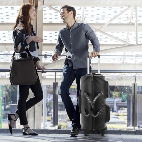 Modoker Rolling Garment Bag for Travel Wheeled Duffel Bag Luggage Suit Travel Bags for Men and Women,3 in 1 Carry on Convertible Garment Bag with Wheels,Black - color: D-Black